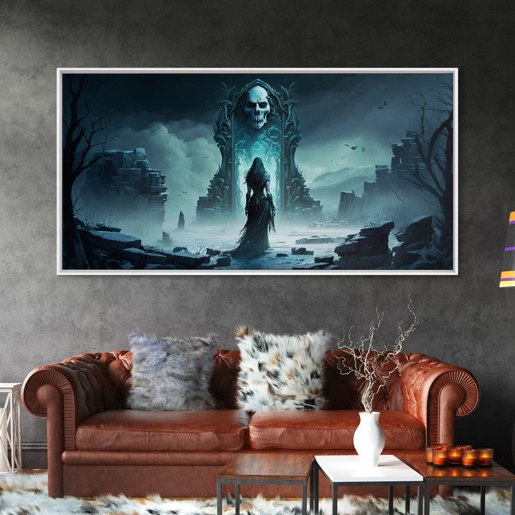 Doorway to Niflheim, Land of Mist and the Dead, Norse Mythology Fantasy Art, Framed Canvas Print, Fantasy Decor | | Wiccan Center