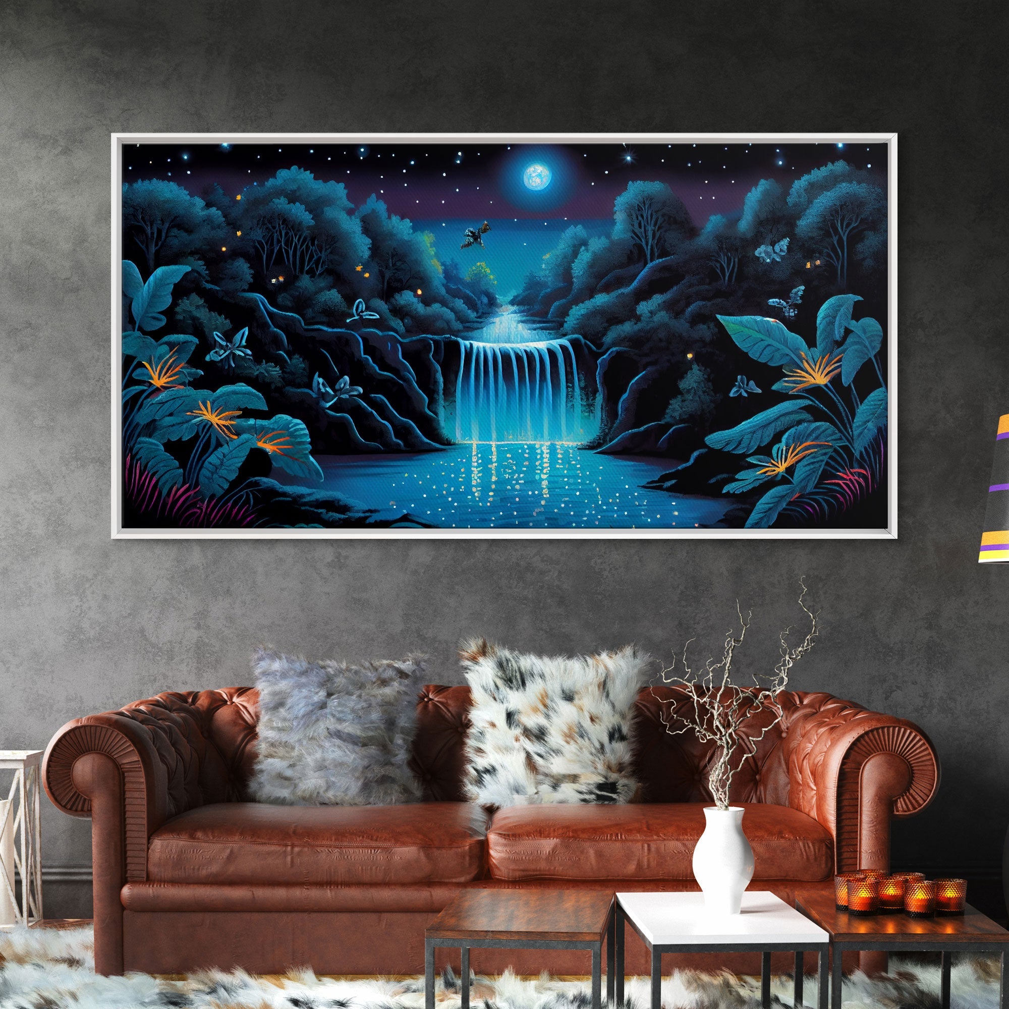 The Secret Waterfall, Enchanted Forest With Painting, Fantasy Art, Fairy House, Fantasy, Woodland Decor, Woods, Forest with Blue Butterflies | | Wiccan Center