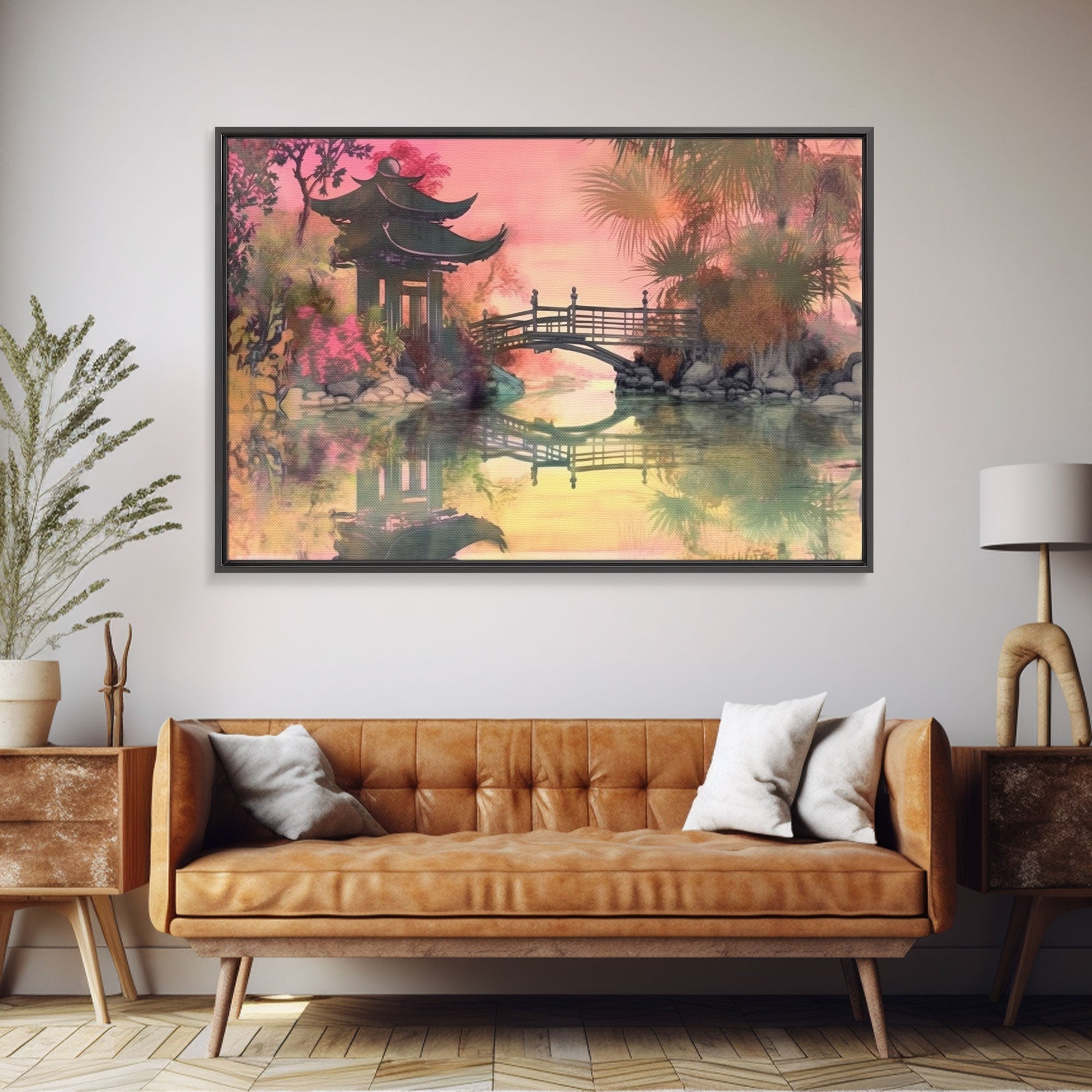 Oriental painting Wall art, Framed Canvas Print, Pop Art Style, Living room art, Original painting, Canvas art, Nature art, Japanese Pagoda | | Wiccan Center