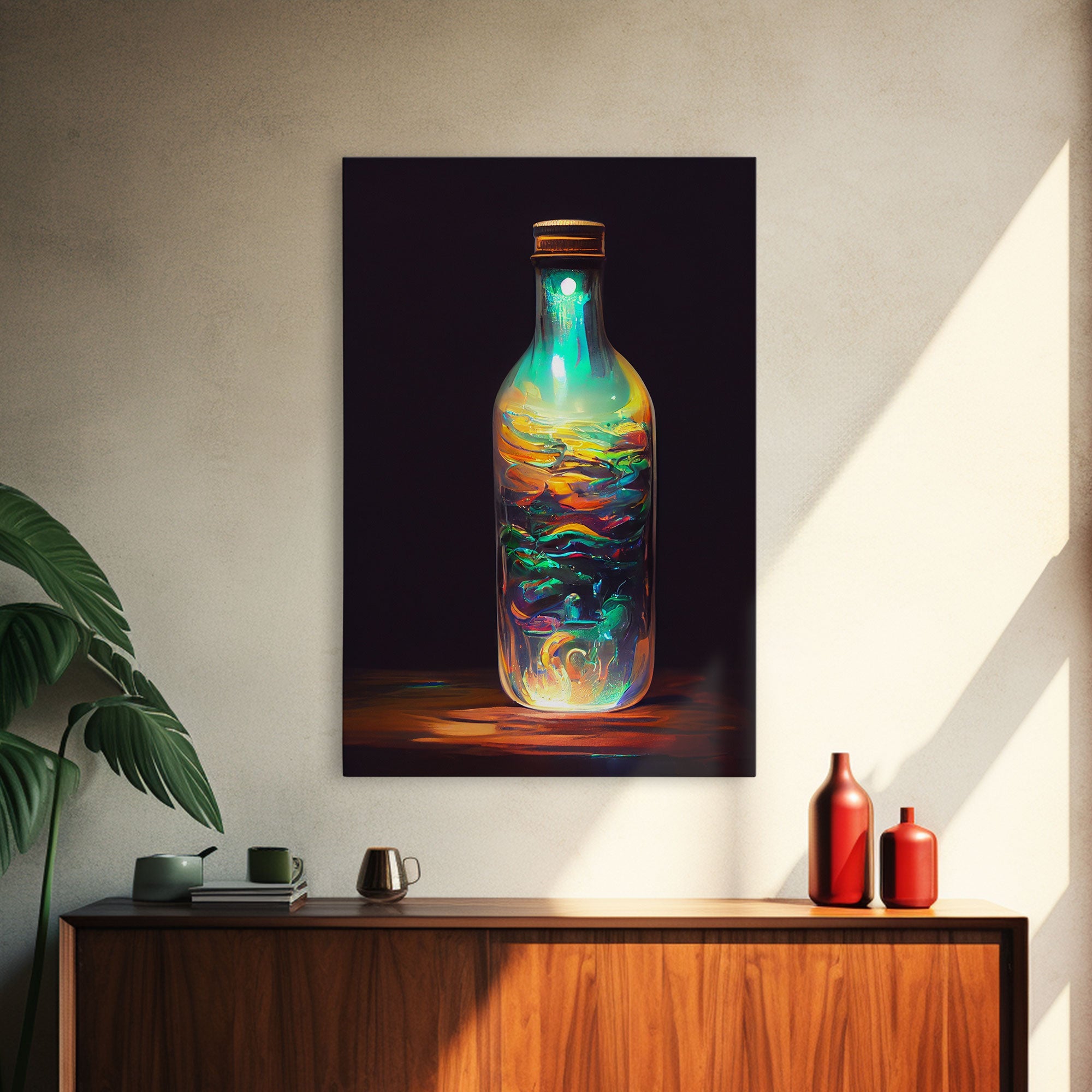 Miniature world in a bottle canvas print, high fantasy wall art, magical wall art, ready to hang wall art | | Wiccan Center
