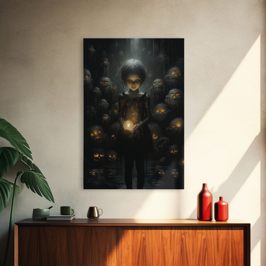 The Witch And The Well Of Souls, Haunted Halloween Art, Halloween Canvas, Framed Canvas Print, Witch Wall Decor, Witchcraft Wall Art | | Wiccan Center