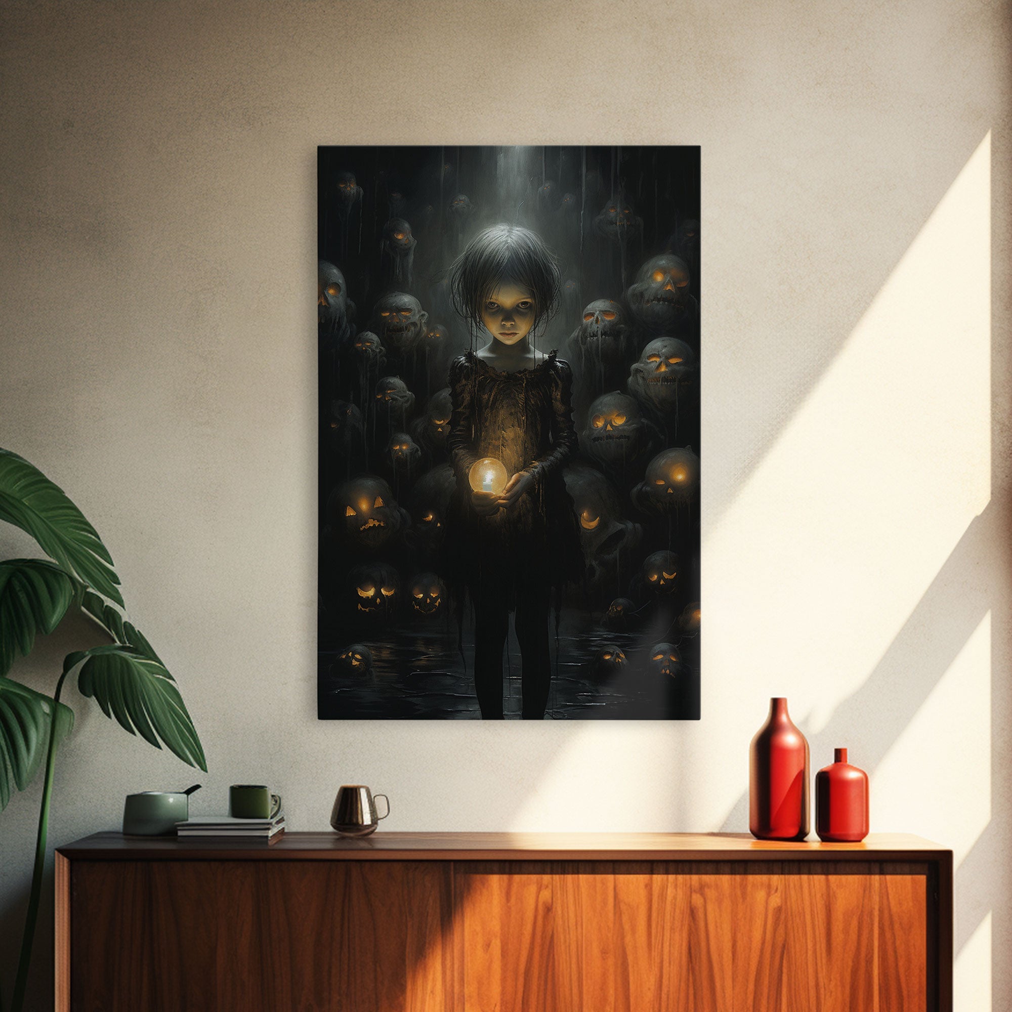 The Witch And The Well Of Souls, Haunted Halloween Art, Halloween Canvas, Framed Canvas Print, Witch Wall Decor, Witchcraft Wall Art | | Wiccan Center