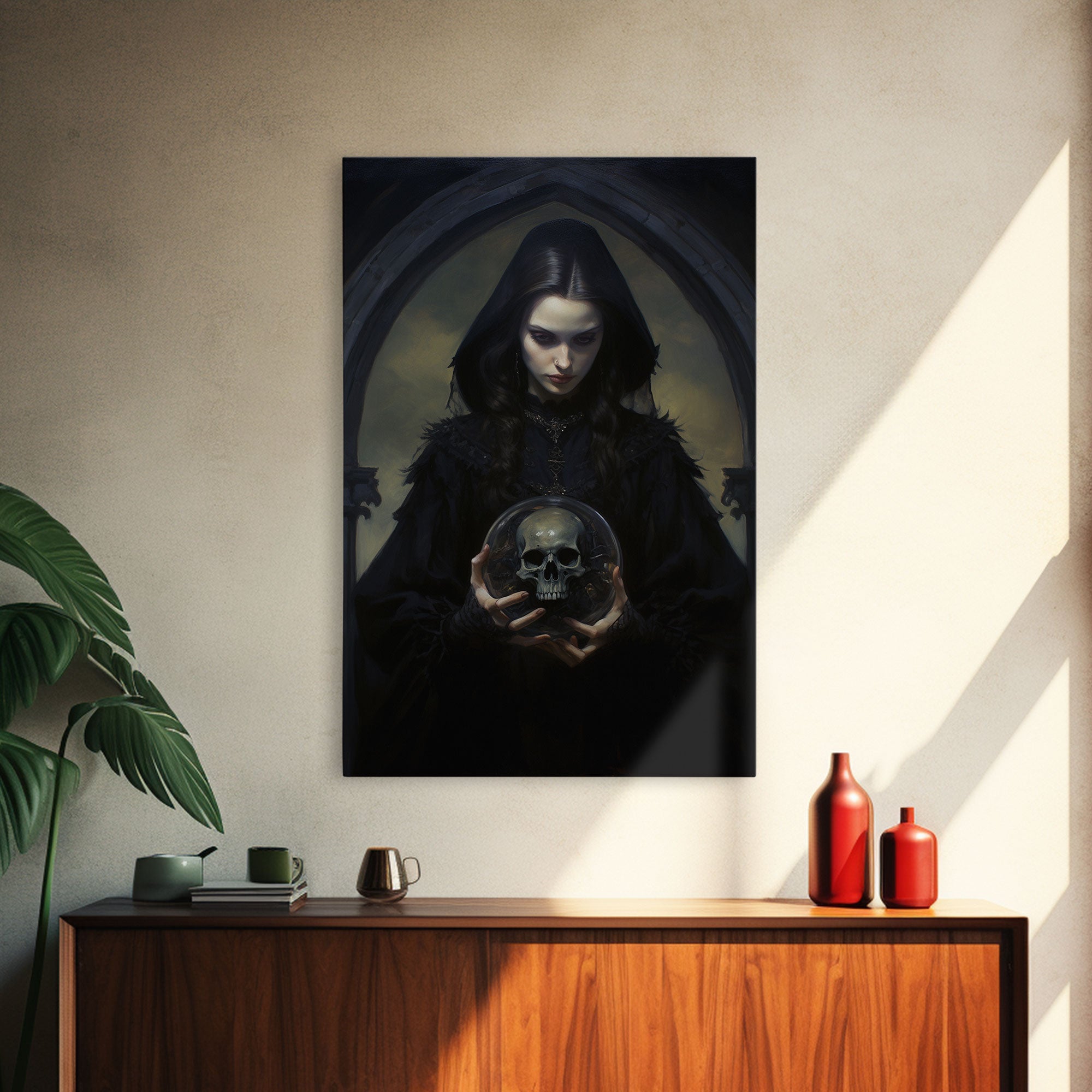 The Fortune Teller, Halloween Canvas Print, Framed Canvas, Unique Wall Art, Goth Art, Dark Academia, Witch Art, Witchcraft | | Wiccan Center