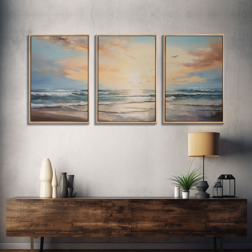 Beach Wall Art, Seascape Print, Sunset Wall Art, Canvas Print, Wall Art, 3 Piece Wall Art, Beach House Wall Decor, Home Office Art, RV Decor | | Wiccan Center