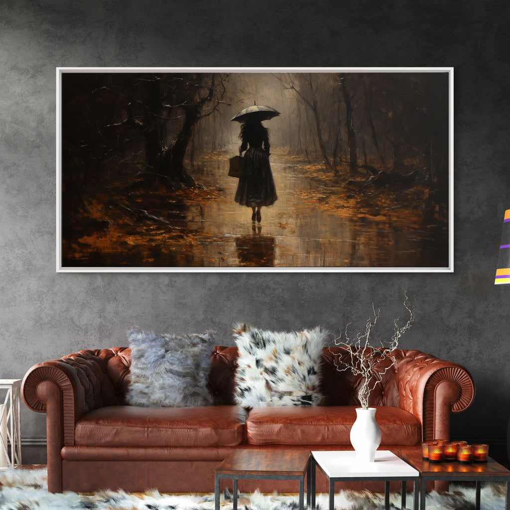 Witch Walking In The Rain, Witch Print, Framed Canvas or Poster, Victorian Oil Painting, Dark Academia, Witchcraft Decor, Witchy Art | | Wiccan Center