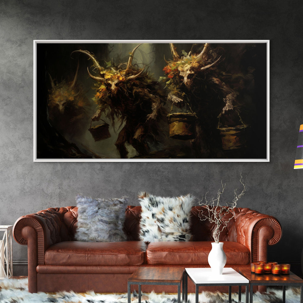 The Wendigos, Demonic Art, Framed Canvas Print, Halloween Decor, Halloween Art Print, Gothic Victorian Oil Painting, Halloween Print | | Wiccan Center