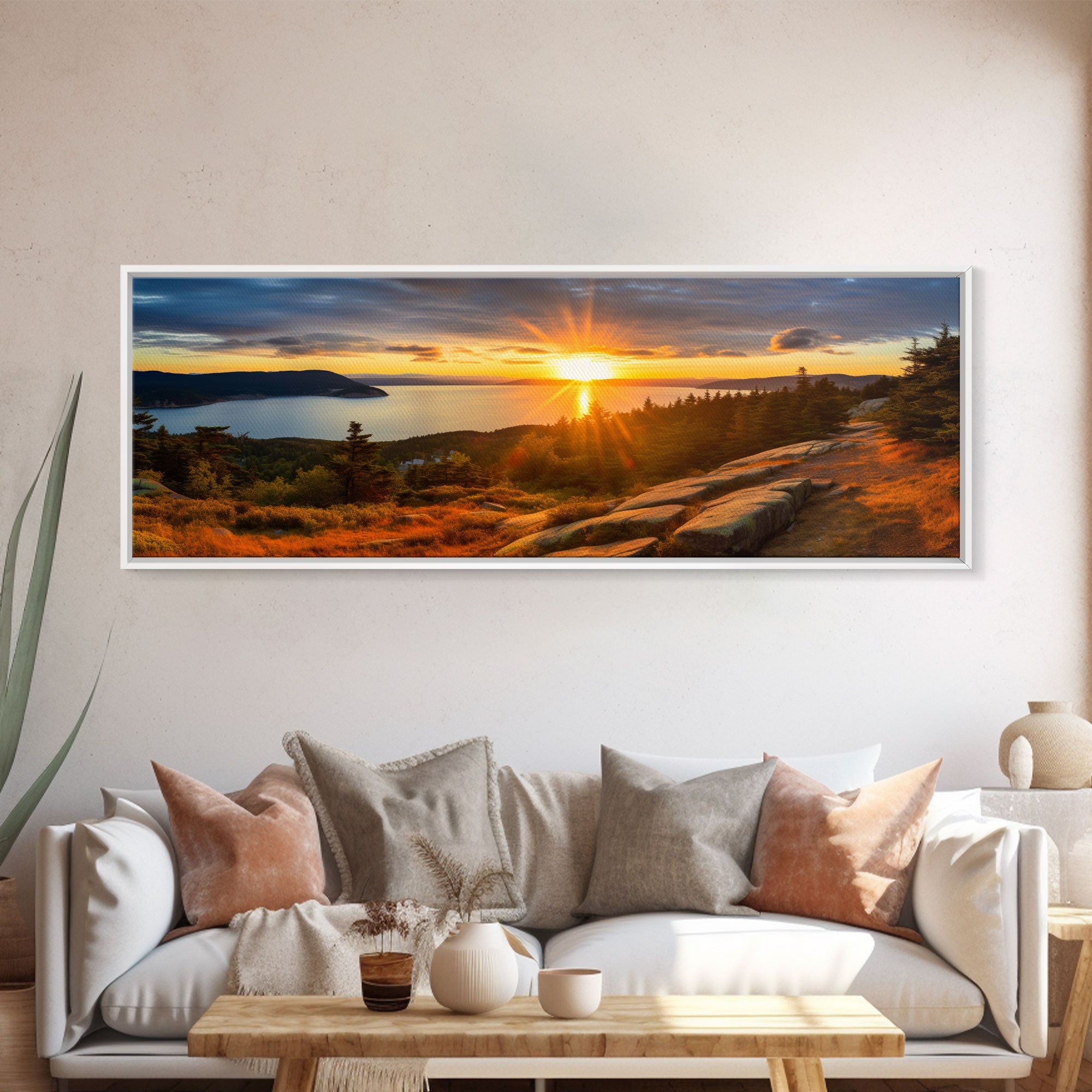 Photographic Panoramic of Acadia National Park, Sunset Photography, National Park Art, Framed Canvas Print, Landscape Photography | | Wiccan Center