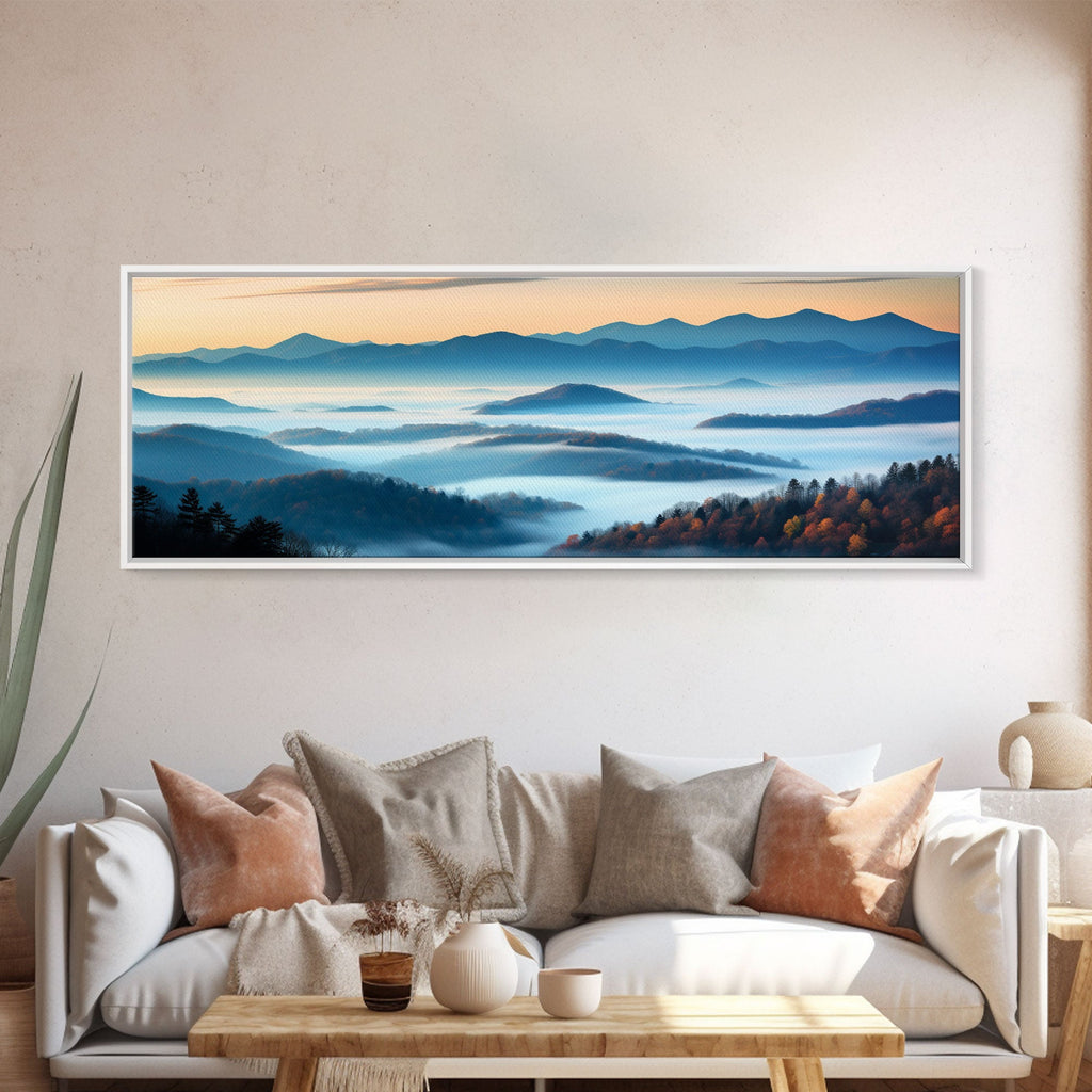 Photographic Panoramic of Blue Ridge Mountains National Parkway, Sunset Photography, Wall Art, Framed Canvas Print, Landscape Photography | | Wiccan Center