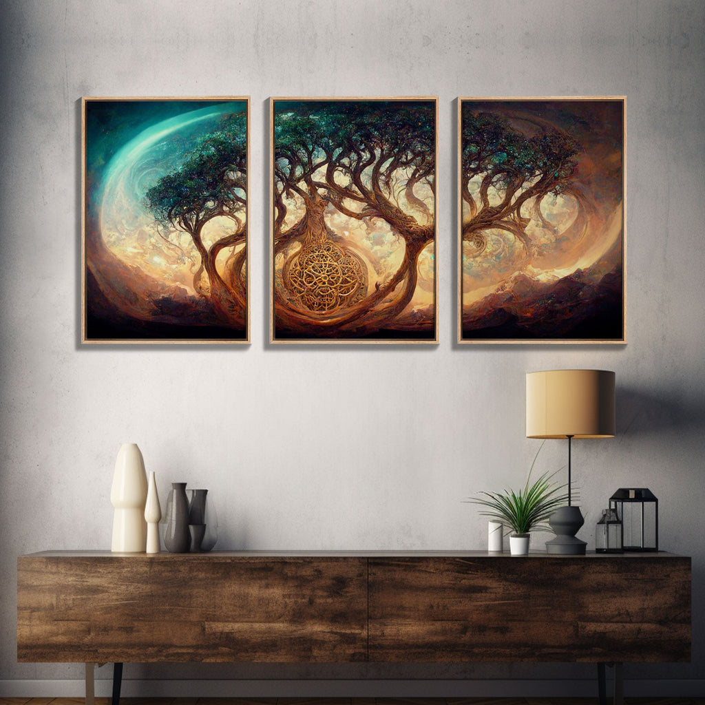 Yggdrasil Tree of Life, Nordic Viking Fantasy Art, Ready To Hang Canvas Print, Cool Living Room Wall Art Decor | | Wiccan Center