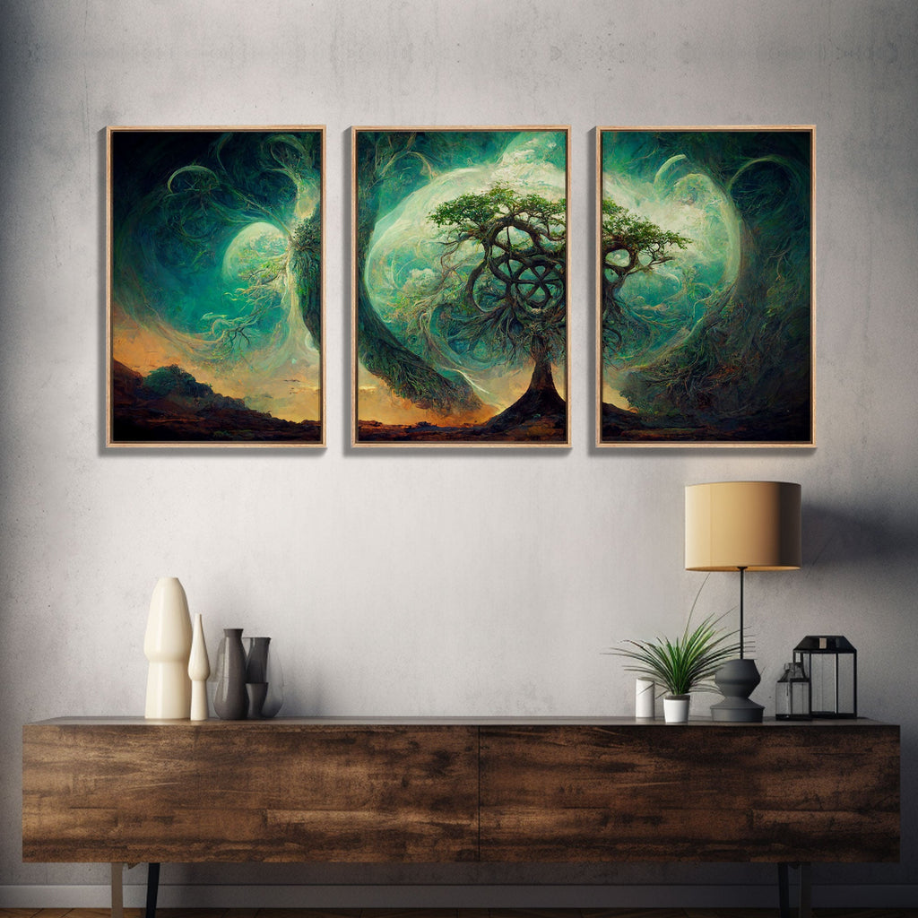 Yggdrasil Tree of Life, Nordic Viking Fantasy Art, Ready To Hang Canvas Print, Cool Living Room Wall Art Decor | | Wiccan Center