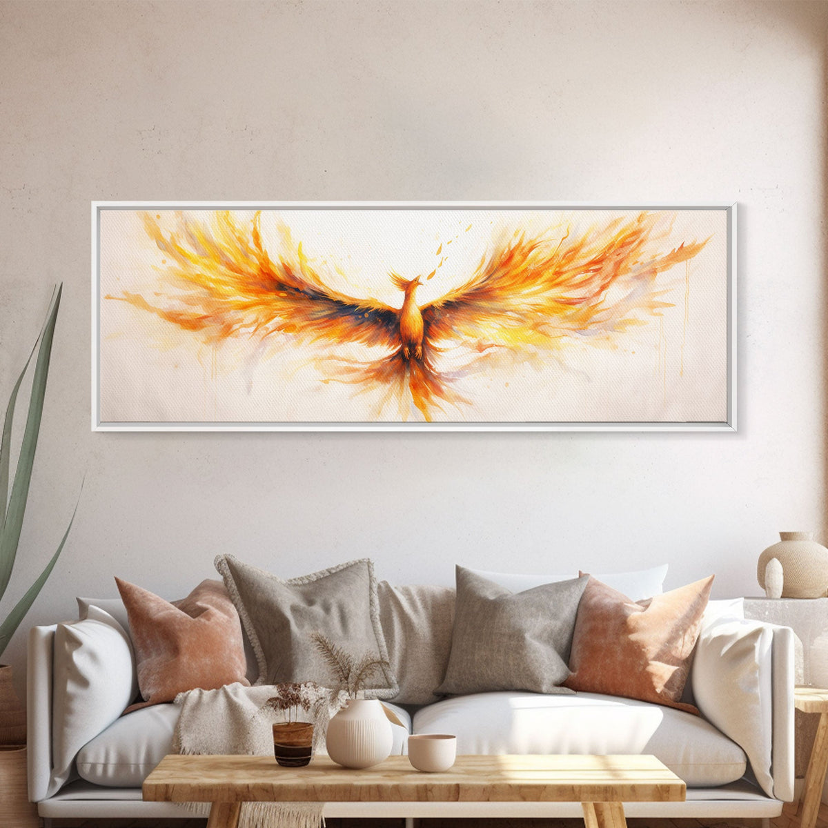 The Phoenix Panoramic Print, Mystical Rebirth, Framed Wall Art, Reincarnation Art | | Wiccan Center