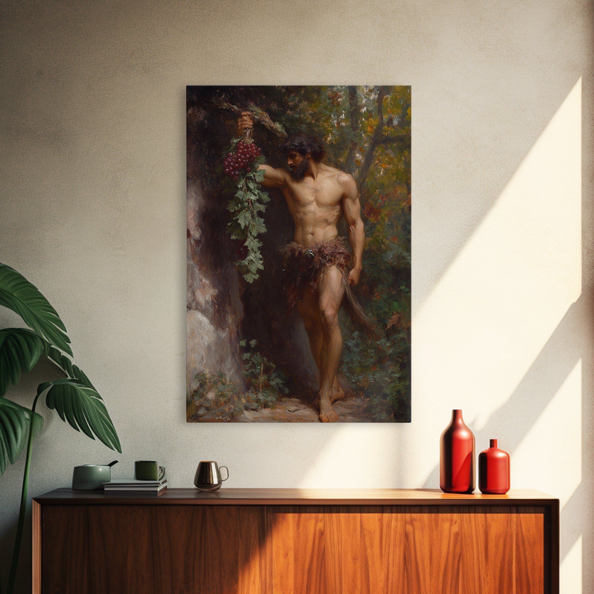 Painting of a Male Figure Canvas Print, Gothic Decor, Dark Academia / Macabre Wall Art, Original Satyr Painting