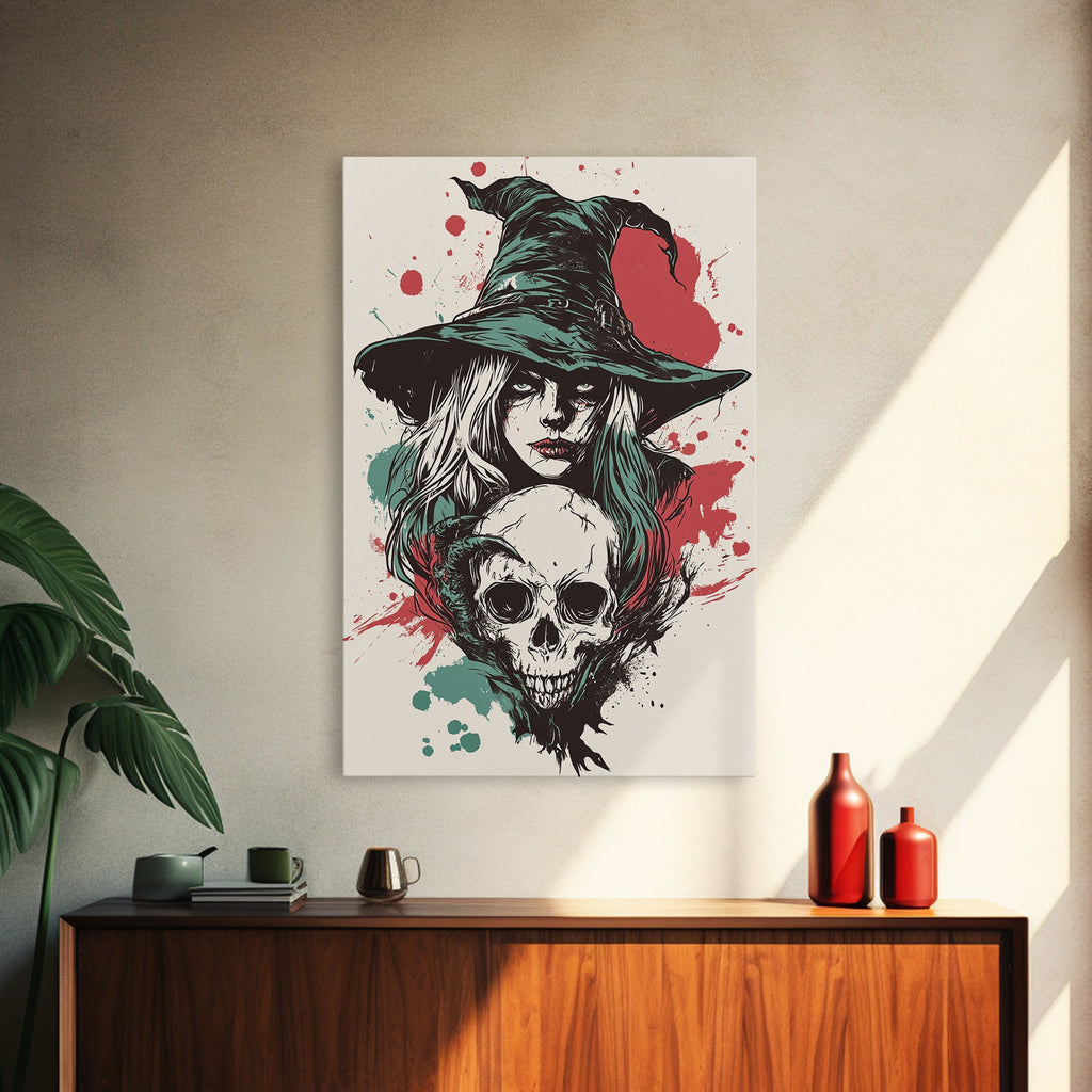 Portrait of A Witch, Framed Canvas Print, Halloween Decor, Witchcraft, Goth Art, Dark Academia Wall Art, Halloween Poster Art | | Wiccan Center