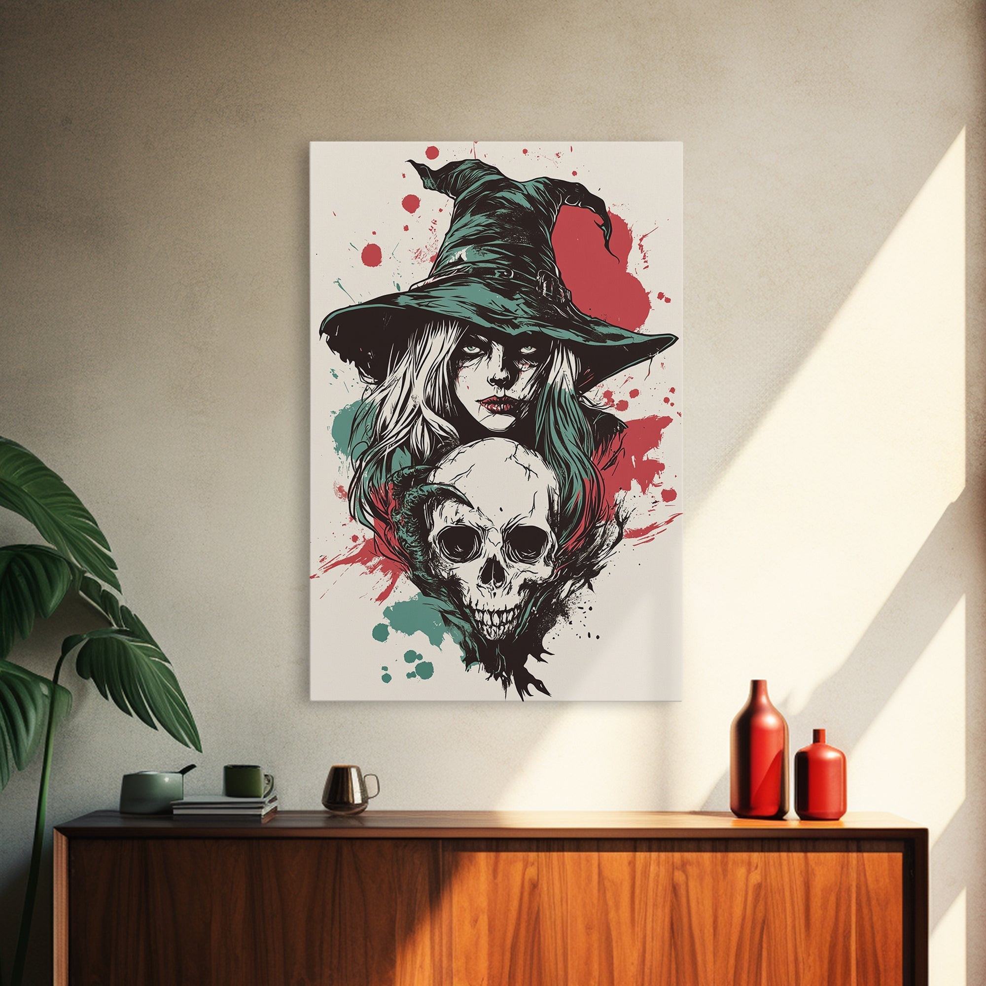 Portrait of A Witch, Framed Canvas Print, Halloween Decor, Witchcraft, Goth Art, Dark Academia Wall Art, Halloween Poster Art | | Wiccan Center