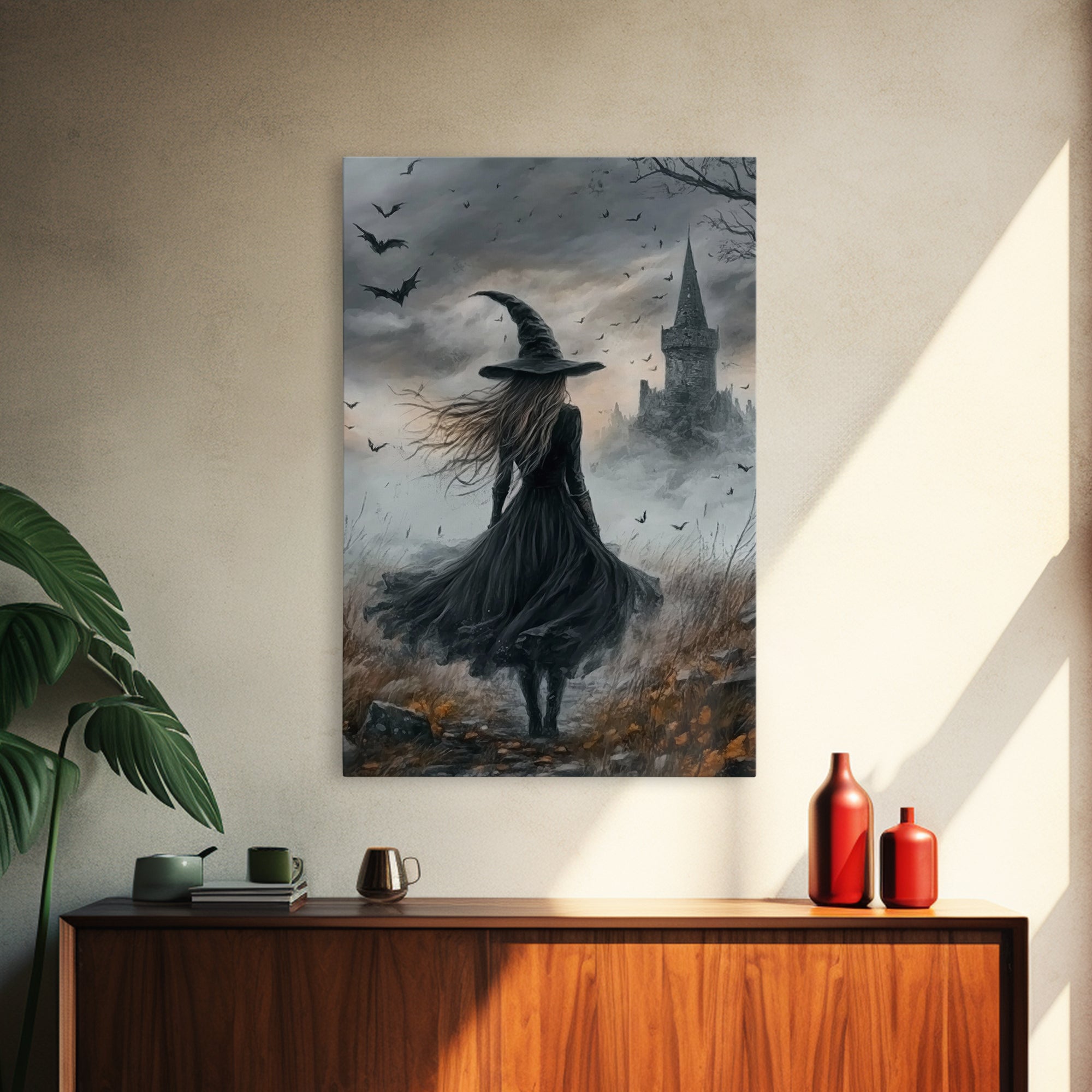 Goth Decor, Witchy Home Decor, Dark Academia Goth Oil Painting Print, Witch Painting, Haunted Spooky Season Wall Art, Witch Decor