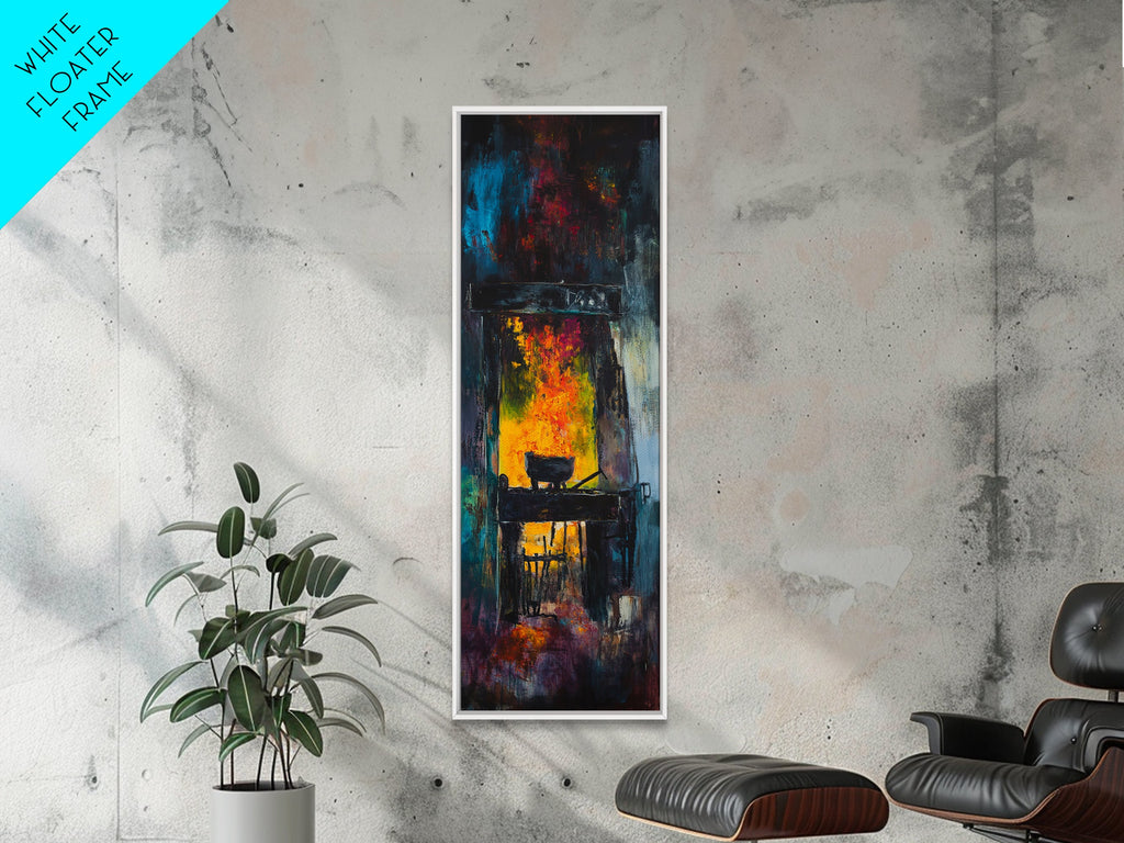 Witch cauldron, dark romance painting, moody art, gothic decor, black magic wall art, Halloween art, framed canvas print