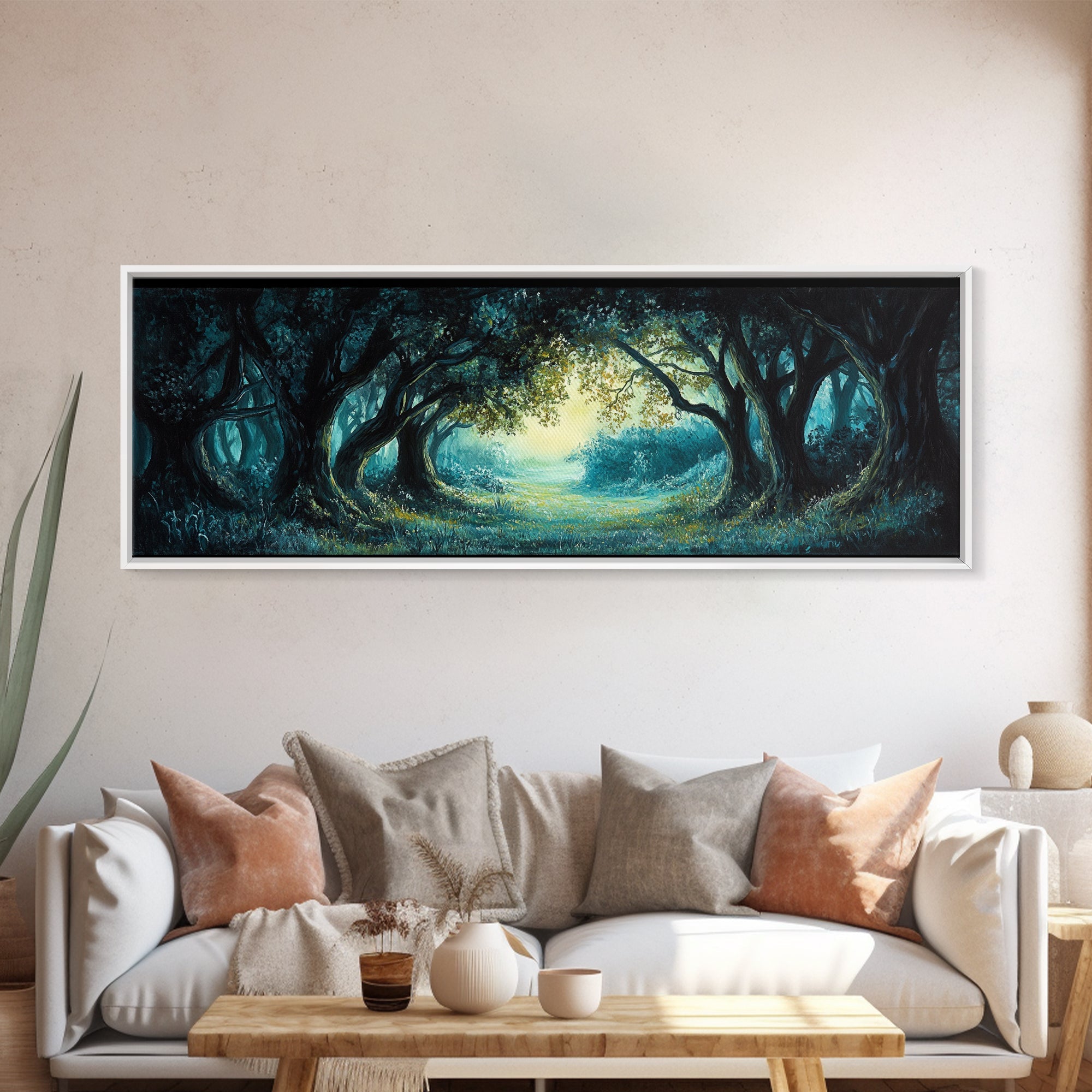 Enchanted Forest Framed Canvas Print Magical Woodland Scene, Nature Wall Art, Fantasy Art, Dark Green Landscape, Home Decor | | Wiccan Center