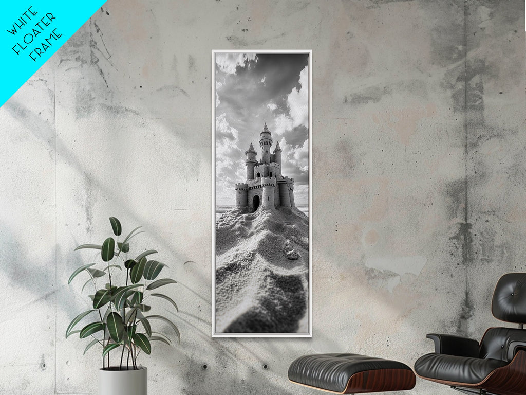 Sandcastle Fantasy, Beach Dream Print, Whimsical Coastal Decor, Kids Room or Nursery Art, Framed Canvas Print, Fairytale Vibe | | Wiccan Center