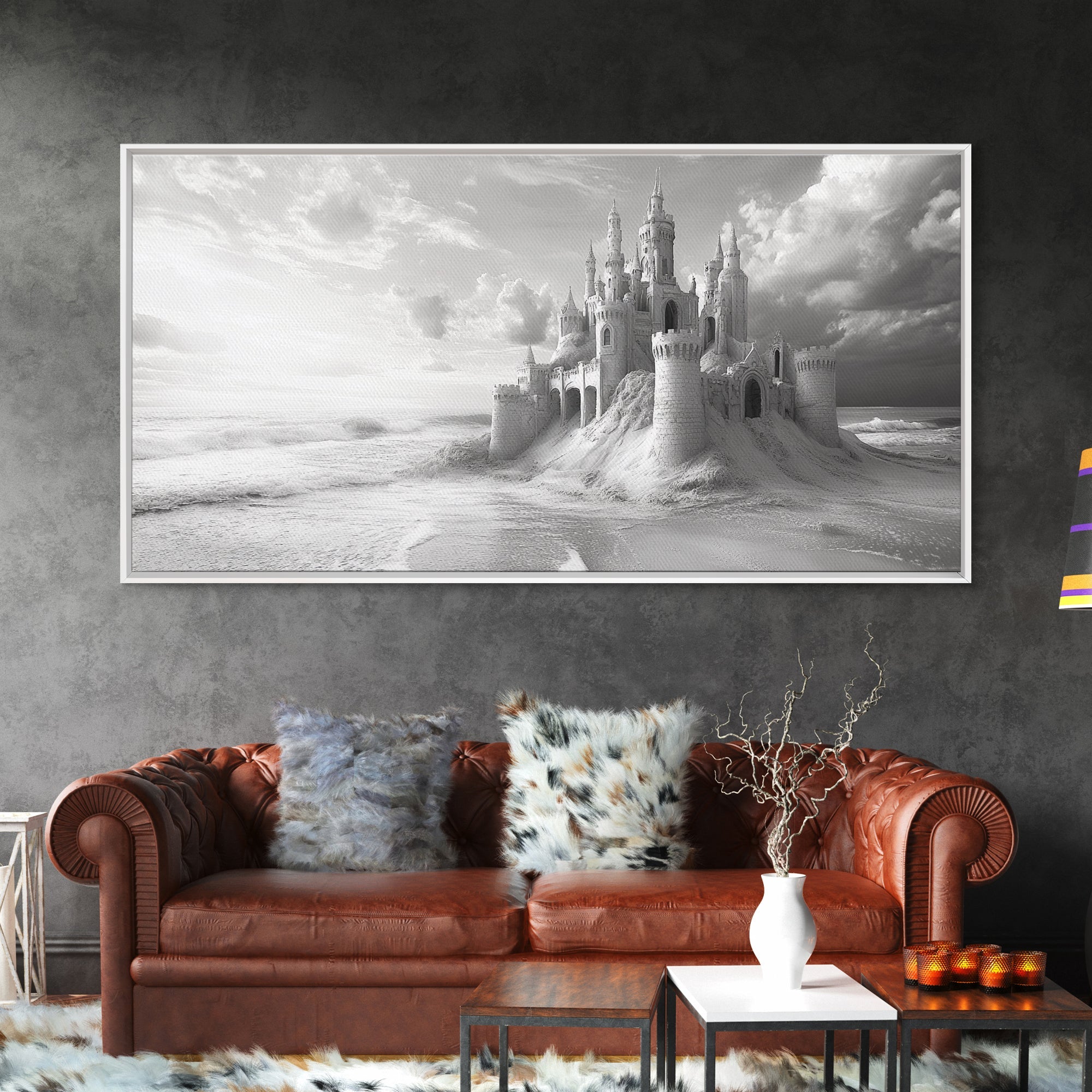 Sandcastle Fortress, Dreamy Seaside Castle, Fairytale Fantasy Art, Ocean Kingdom, Framed Canvas Print, Kids Room Wall Art, Bedroom Wall Art | | Wiccan Center