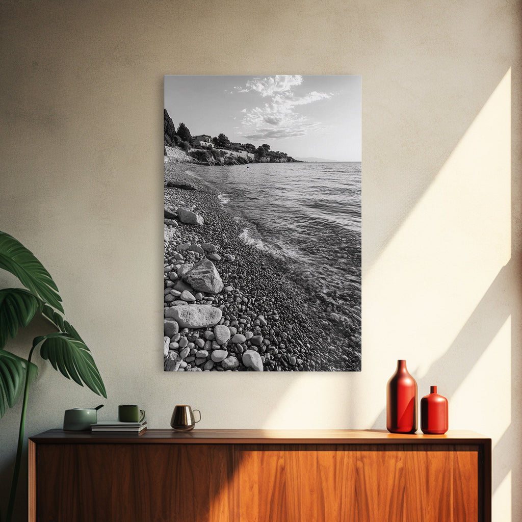 Pebble Beach, Tranquil Coastline, Coastal Stones, Sunrise Shore, Canvas Print, Bathroom Wall Art, Ocean Photography, Beach House Decor | | Wiccan Center