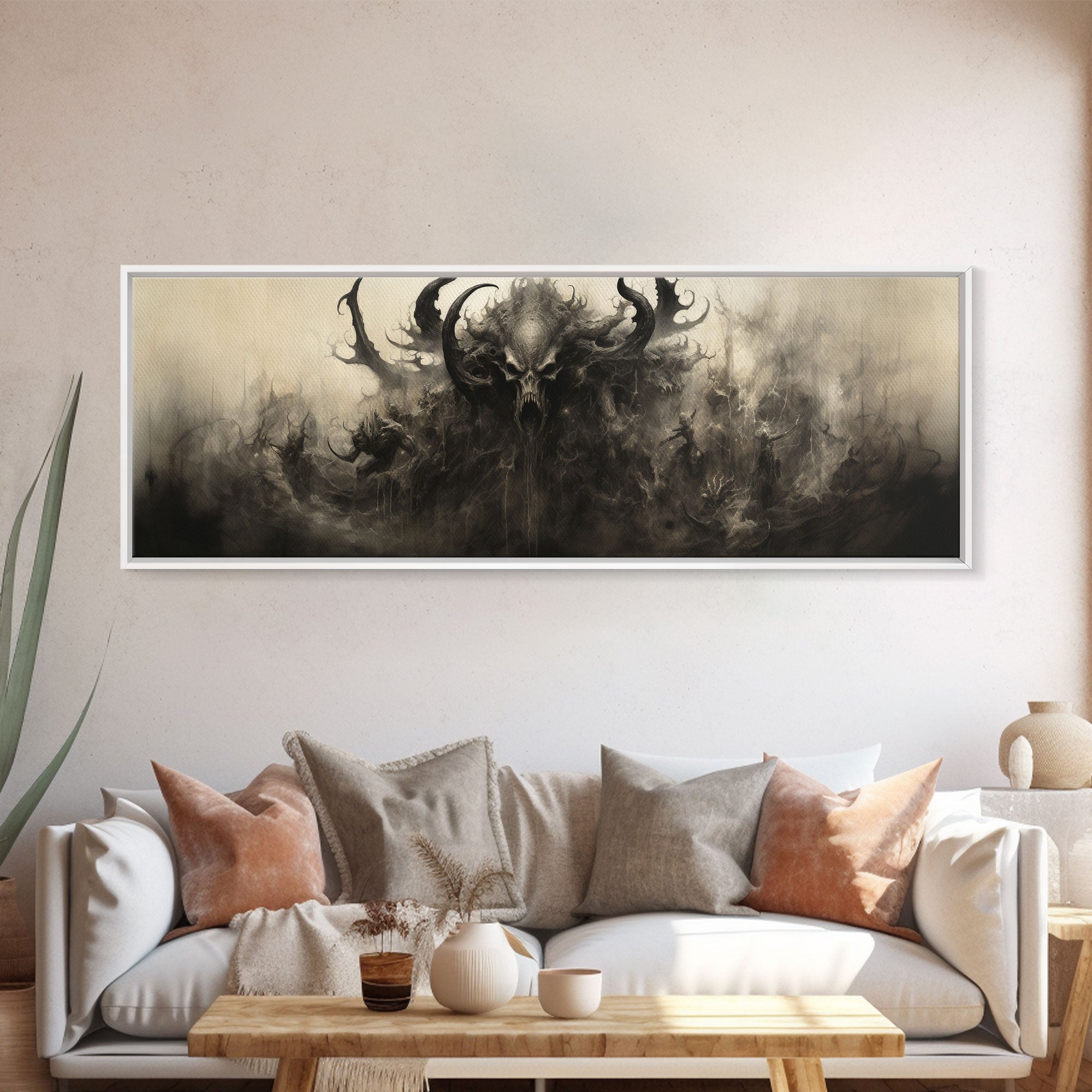 The Demon, Panoramic Canvas Print, Framed Halloween Art, Spooky Decor, Halloween Art, Halloween Wall Art, Halloween Art Print | | Wiccan Center