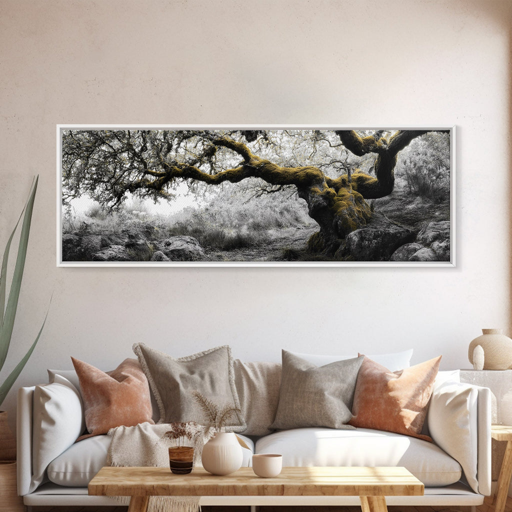 Twisted Oak, Mossy Branches, Forest Giant, Canvas Print, enchanted woodland art, fantasy living room decor, fairytale vibe | | Wiccan Center