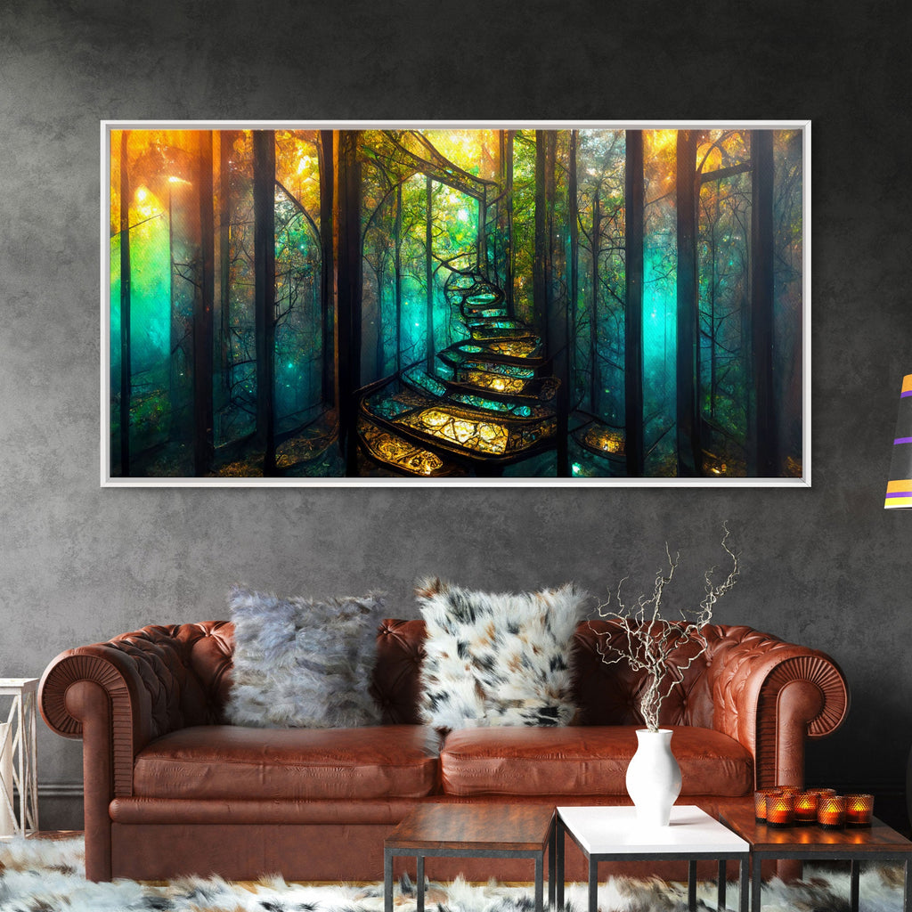 Fantasy wall art, canvas print, magical forest, fantasy landscape art, ready to hang wall art, bioluminescent glowing fantasy wall decor | | Wiccan Center