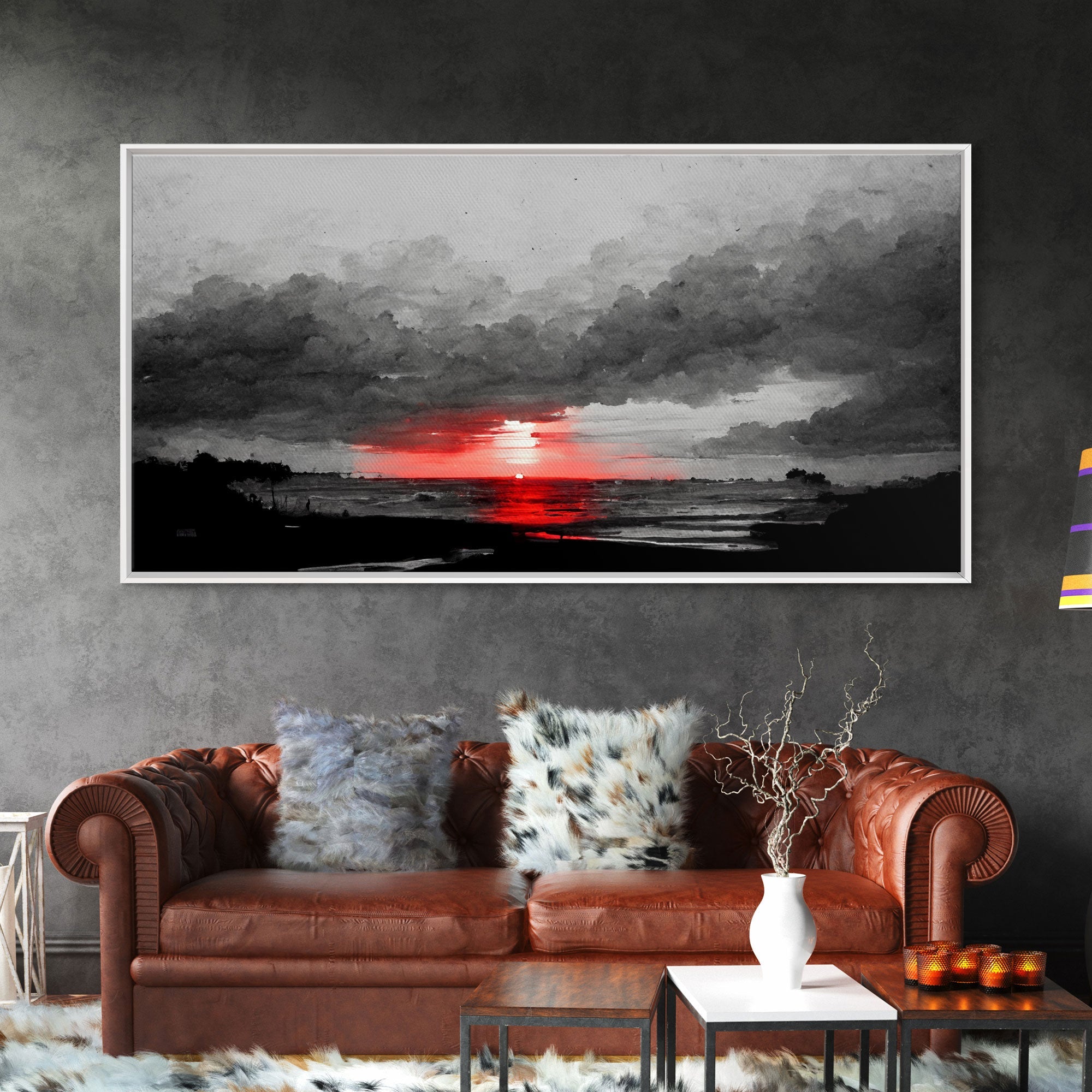 Creepy Blood moon canvas print, dark fantasy art, black and white art, Halloween, spooky art, horror landscape art | | Wiccan Center