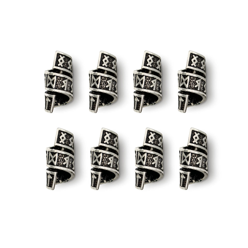 Rune Beard Rings – Elder Futhark Viking Beard Beads (8-Pack)
