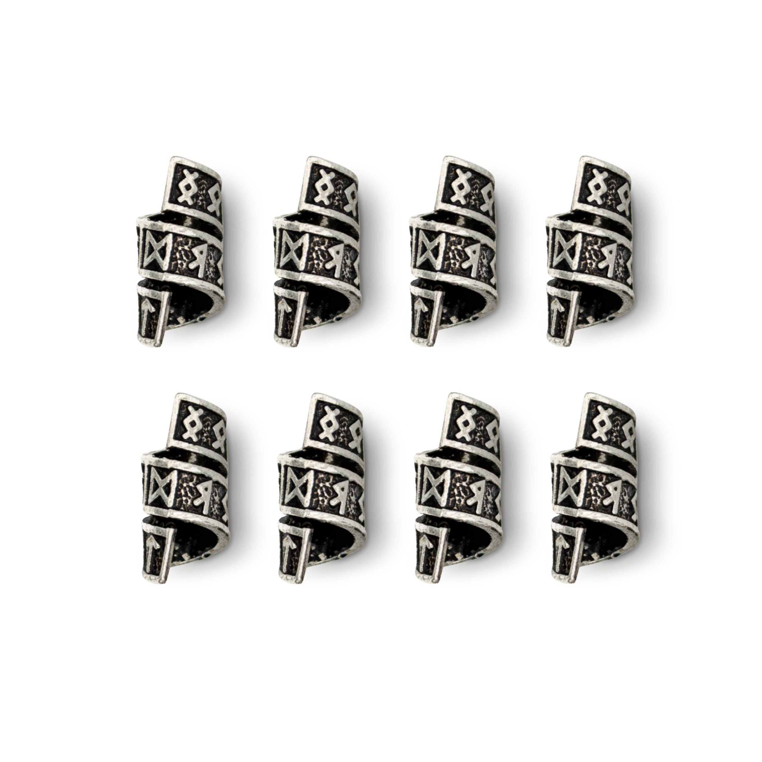 Rune Beard Rings – Elder Futhark Viking Beard Beads (8-Pack)