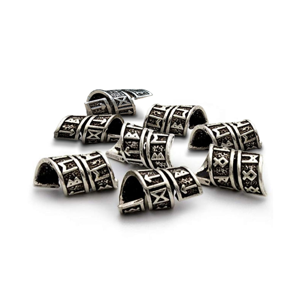 Rune Beard Rings – Elder Futhark Viking Beard Beads (8-Pack)