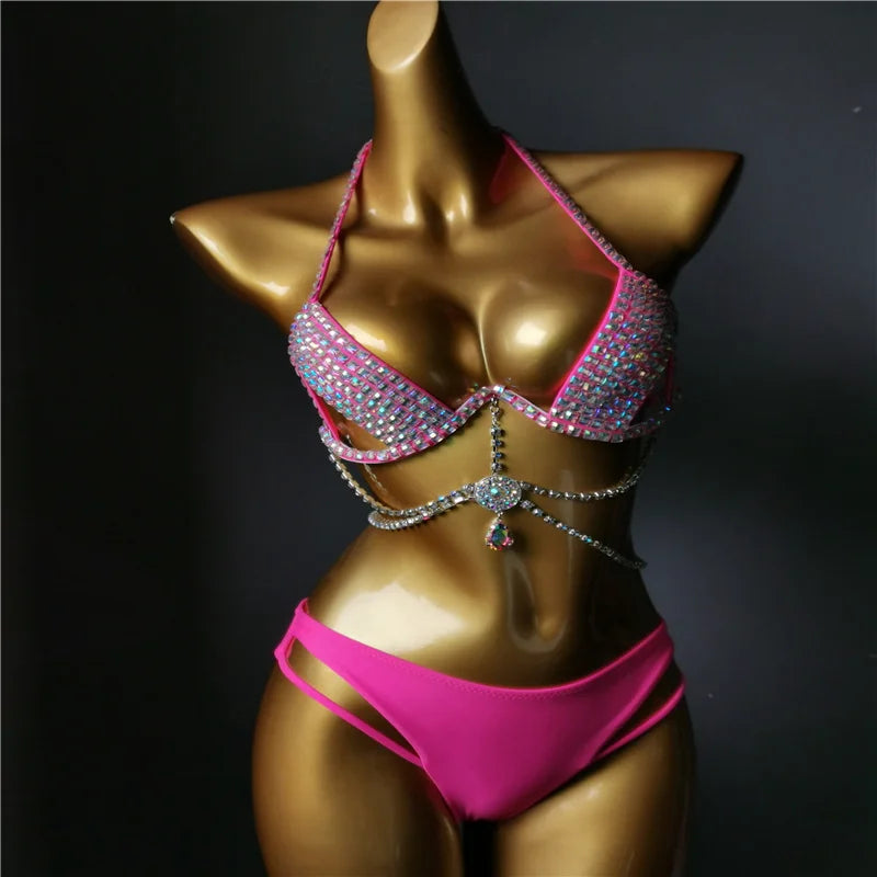The Venus Vacation Classic Crystal Bikini – Ultra-Glam Rhinestone Showgirl Swim Set | Costume Sets | Wiccan Center