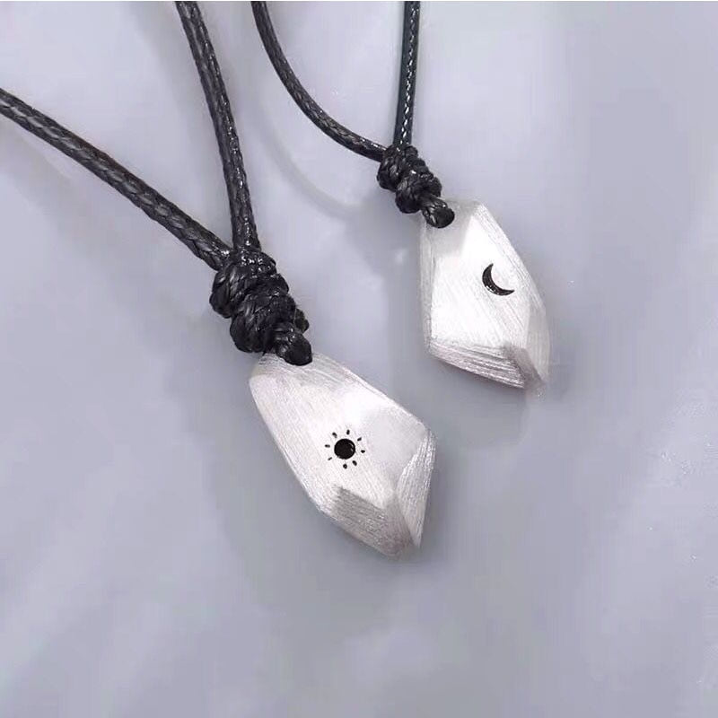 2Pcs Lovers Matching Friendship Faceted Sun Moon Pendant Couple Magnetic Necklace Jewelry | Necklaces | Wiccan Center