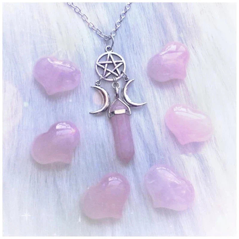 Pentacle Triple Moon Crystal Necklaces | necklace | Wiccan Center