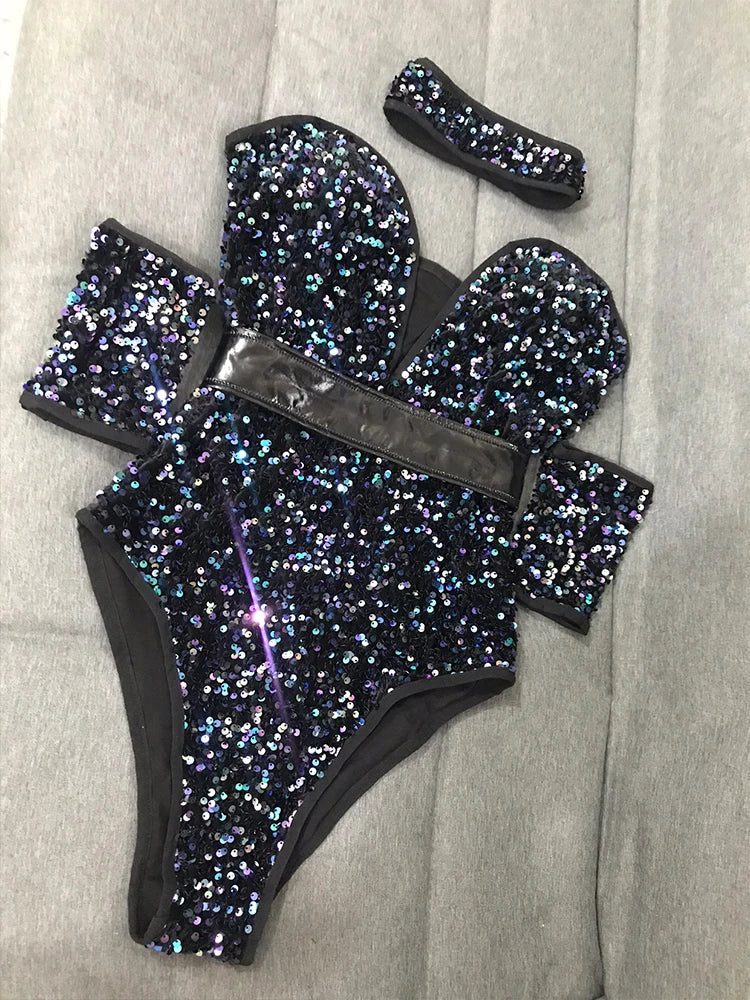 The Stardust Prism Sequin Bodysuit – Colorful High-Cut Rave & Gogo Dancewear