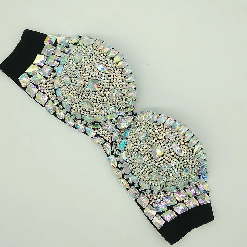 Crystal Rhinestone Diamond Bikini Showgirl Bra Set – Glamour Stage Performance Costume | Bras | Wiccan Center