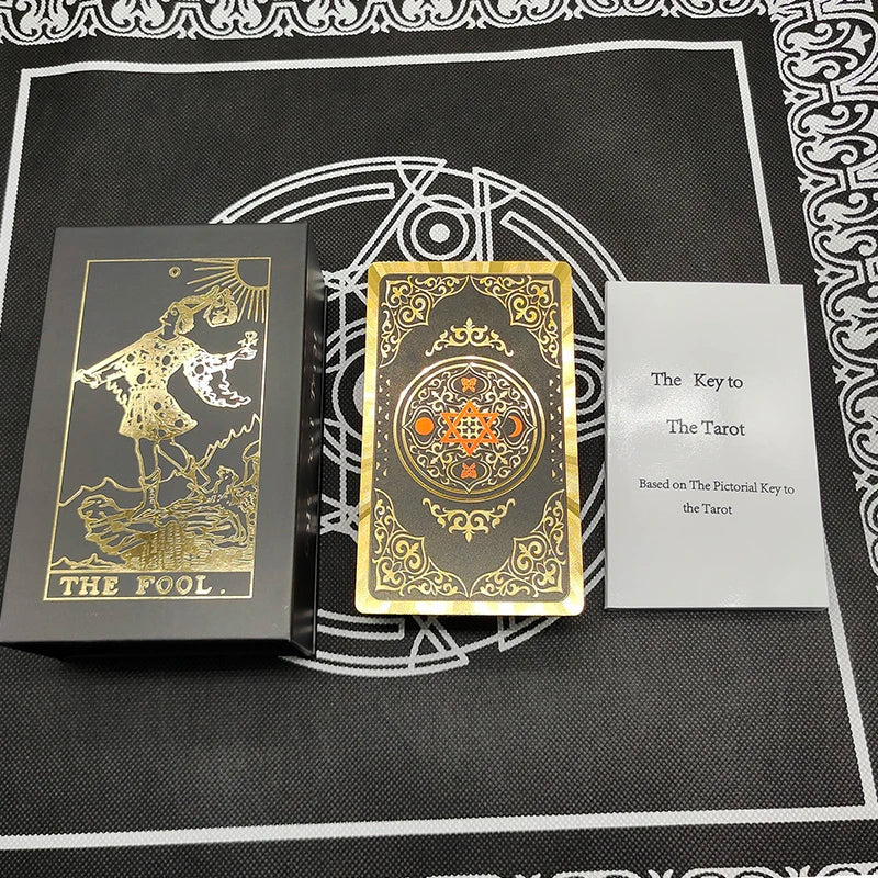 Gold Foil Tarot Plastic Cards Rose Pink Oracle Waterproof Card Deck Mysterious Board Game Divination Cards | | Wiccan Center