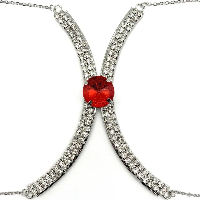 Luxury Rhinestone U-Shape Chest Chain – Shimmering Water Drop Pendant Bikini Bra Body Adornment for Festivals & Beachwear | Body Chains | Wiccan Center