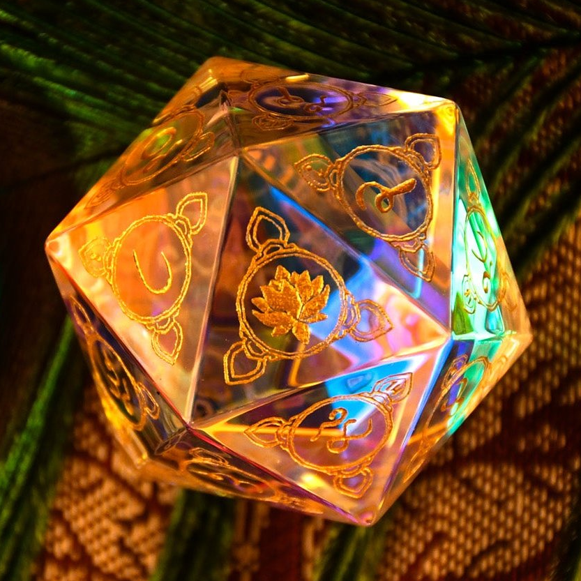 Hindi Prismatic Glass 30mm d20 | Dice | Wiccan Center