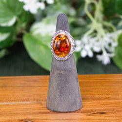 Honey Amber Oval Ring | | Wiccan Center