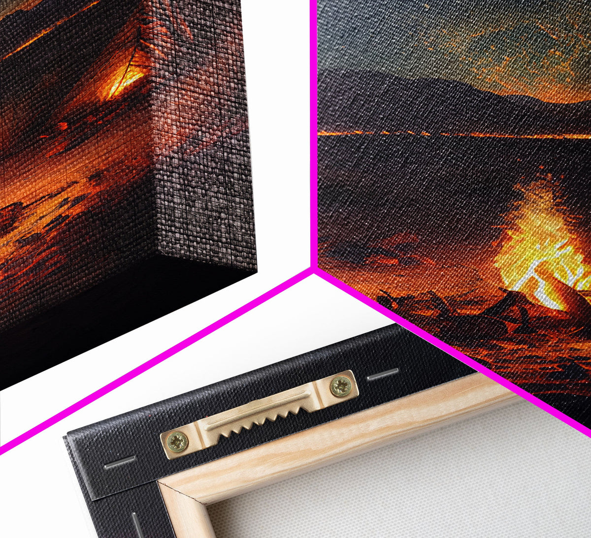 Primitive Art, Campfire under the stars, camping art, framed canvas print | | Wiccan Center