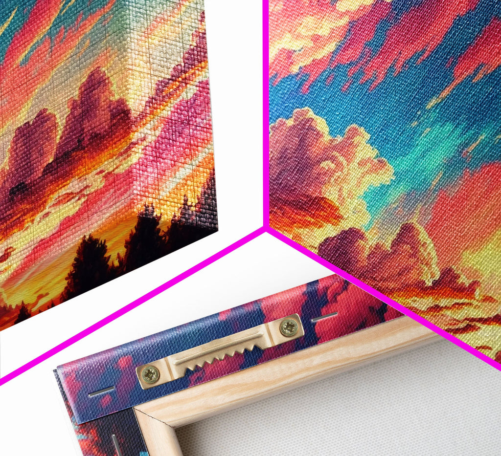 Watercolor of a beautiful cloudy sky at sunset, framed canvas print, landscape art, unique framed wall art | | Wiccan Center