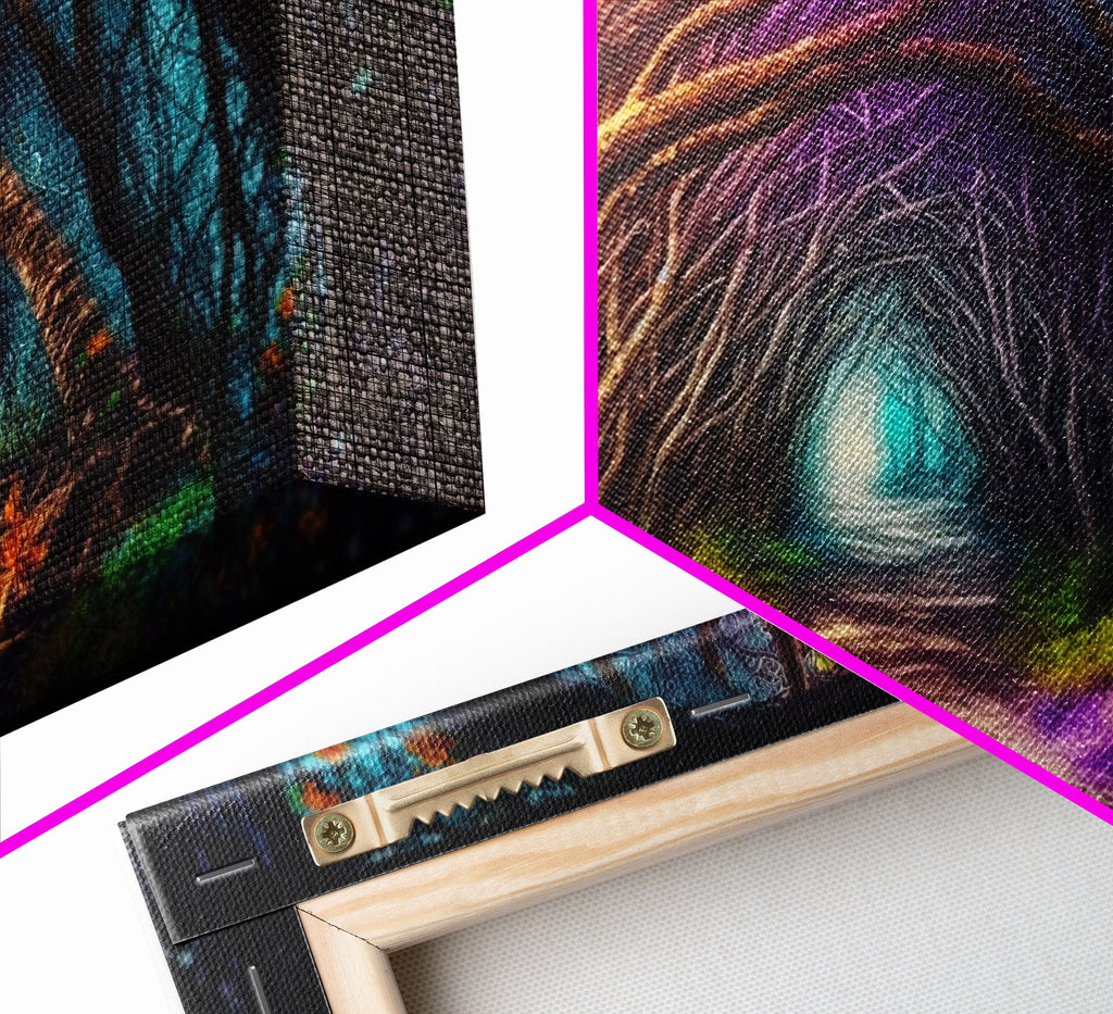 Secret Path, Fantasy Art, Pop Art Forest Landscape, Framed Canvas Print, Colorful Forest Painting, Living Room Art, Glowing Magical Forest | | Wiccan Center