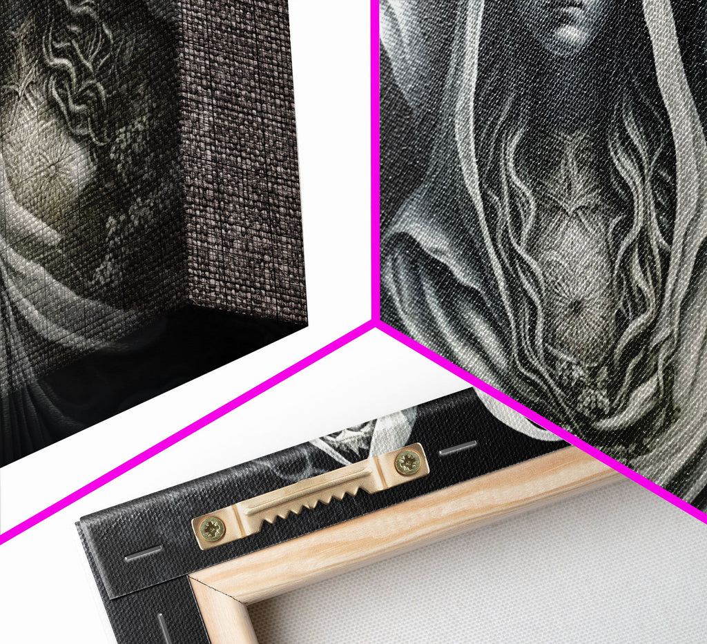 The Norns, Norse Mythology, Weavers of Fate, Framed Canvas Print, Urðr, Verðandi, and Skuld, Black and White Norse Fantasy Art | | Wiccan Center