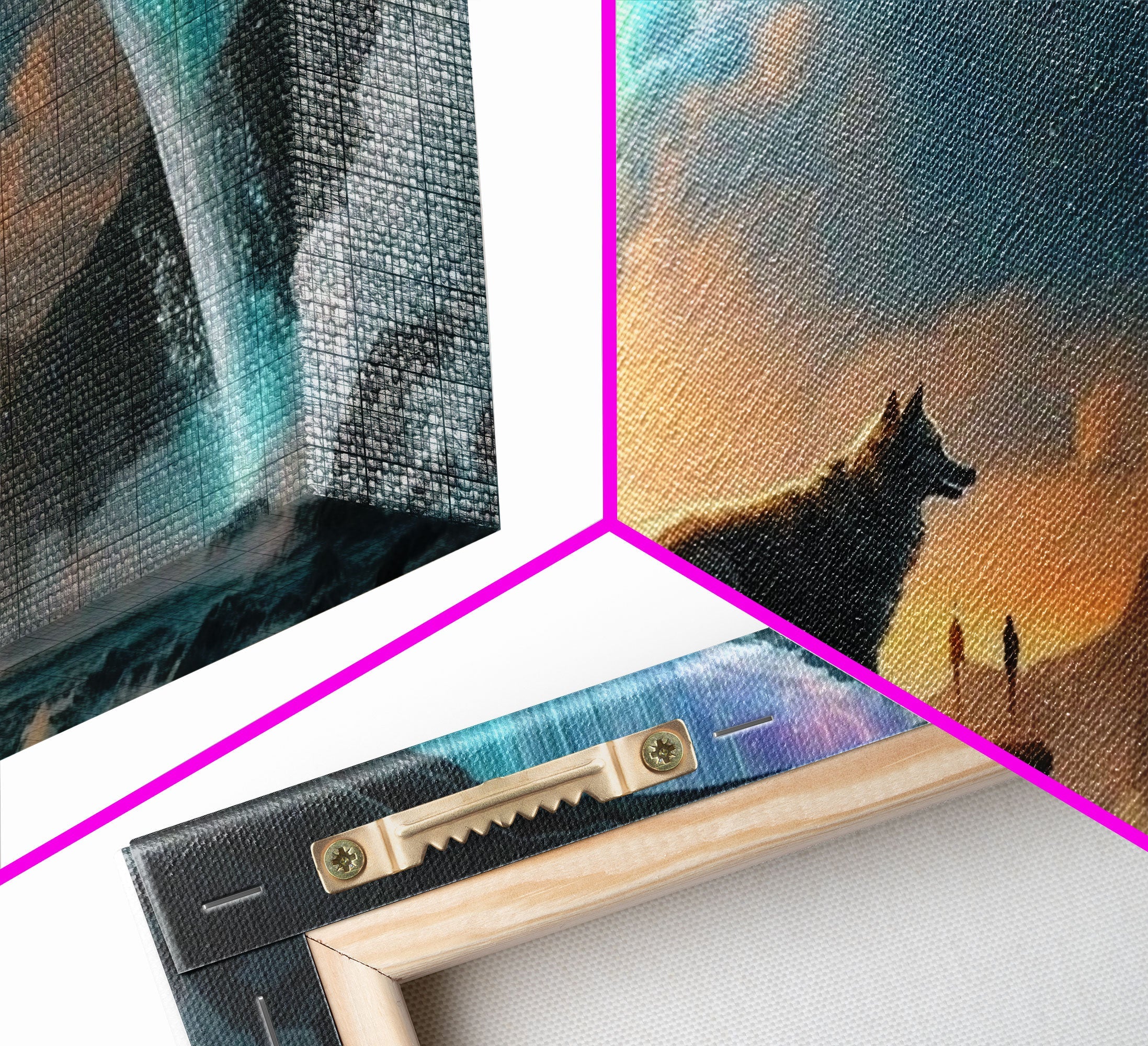Fenrir, Mythological Wolf, With Bifrost. Norse Mythology Fantasy Art, Framed Canvas Print, Nordic Art | | Wiccan Center