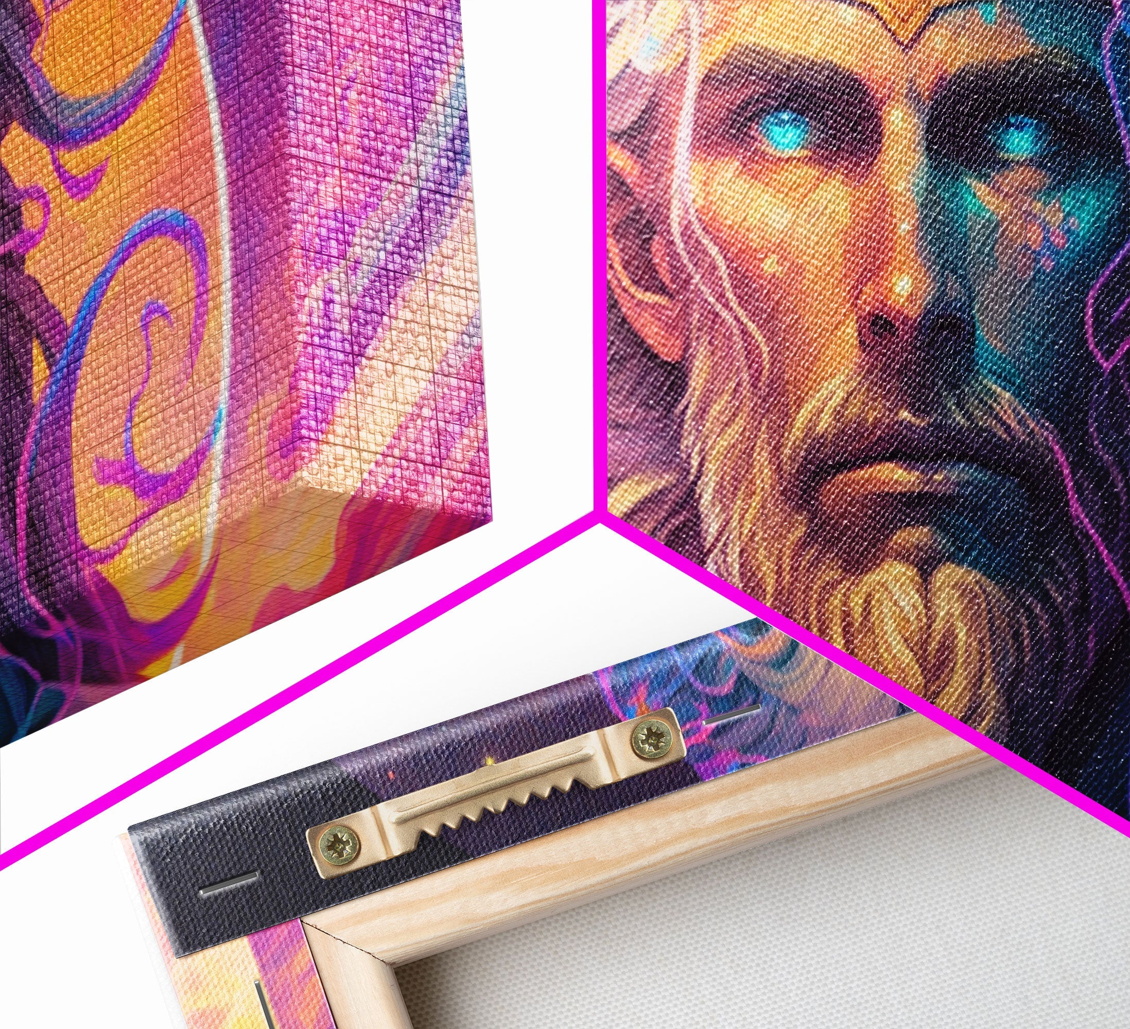 Norse God Freyr, Framed Canvas Print, Vaporwave Style Norse Mythology Art, Retro Vibes | | Wiccan Center