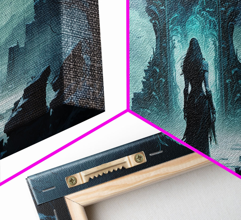 Doorway to Niflheim, Land of Mist and the Dead, Norse Mythology Fantasy Art, Framed Canvas Print, Fantasy Decor | | Wiccan Center