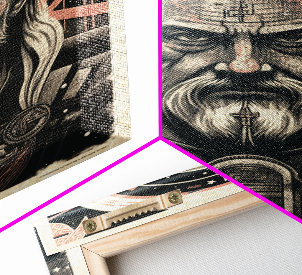 Grunge / Cyberpunk Odin, Norse Mythology, Wall Art, Framed Canvas Print, Futuristic Portrait of Odin | | Wiccan Center