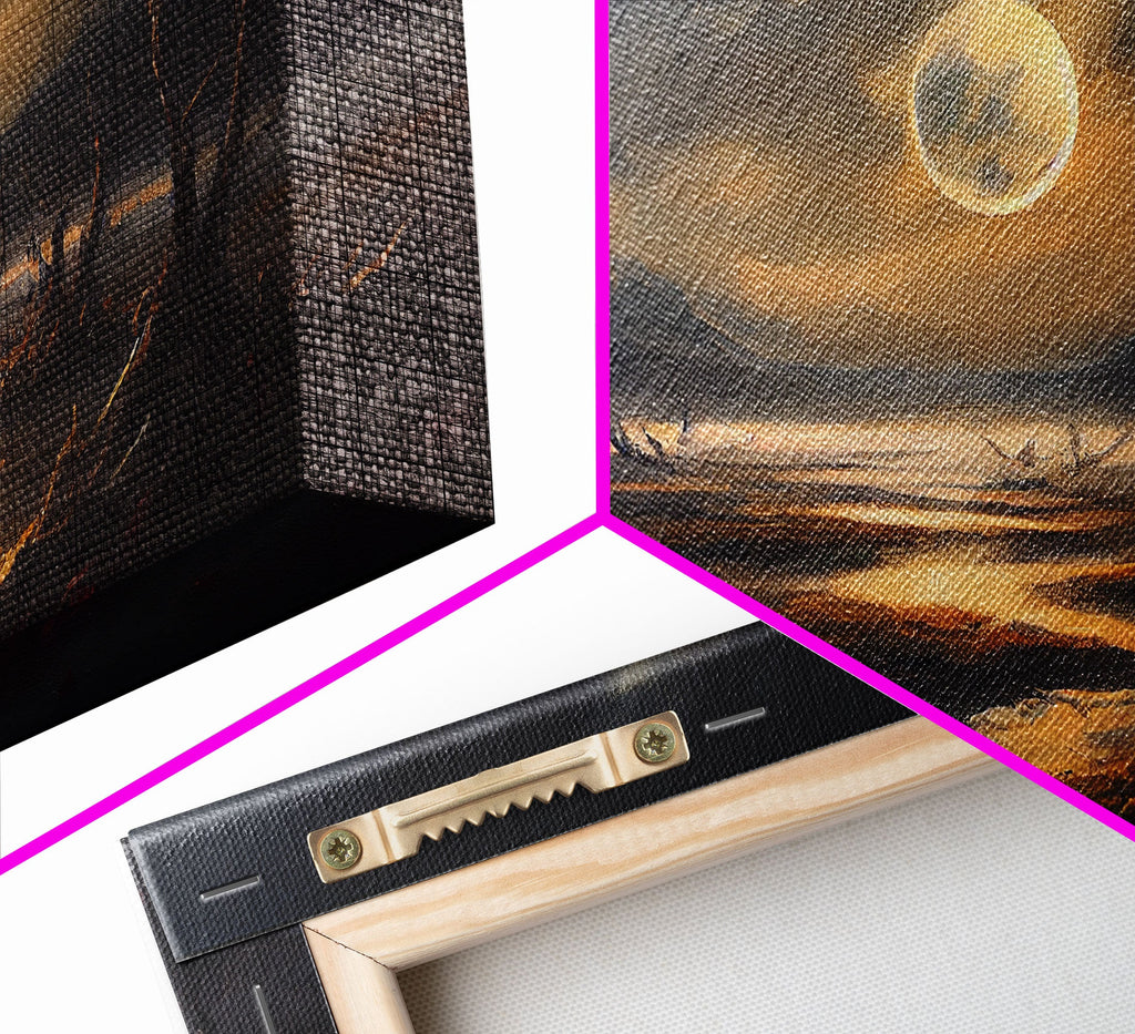 Midnight In The Swamp, Framed Canvas Print, Fantasy Art Canvas, Wall Art, Game Room Art, Full moon | | Wiccan Center