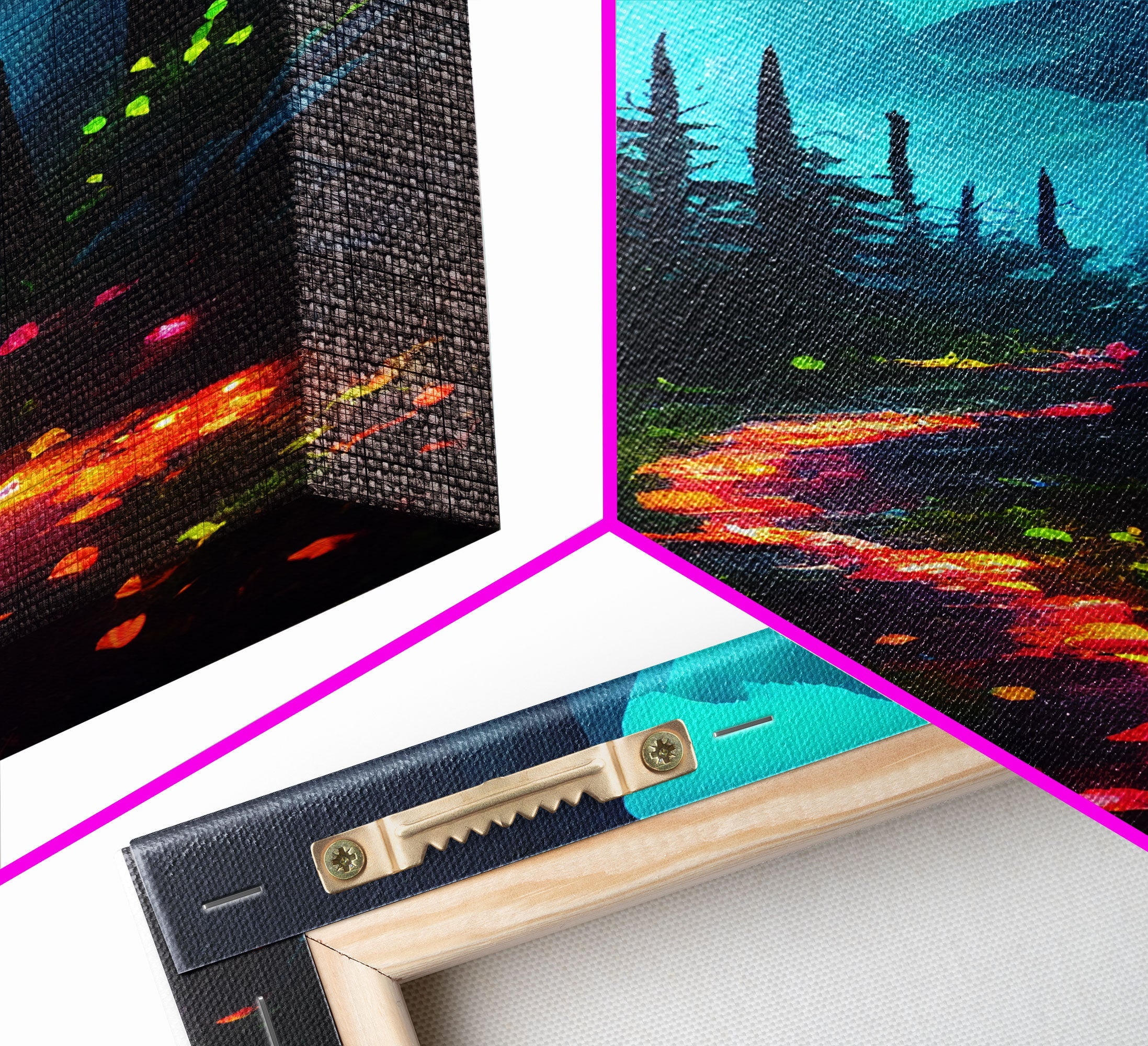 Luminescent magical forest poster art, fine art print, glowing trail though the trees, fantasy art, gloomy wall art, dark decor | | Wiccan Center